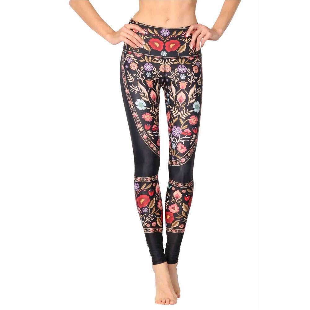 NEW YOGA DEMOCRACY women's rustica printed yoga leggings in multi
